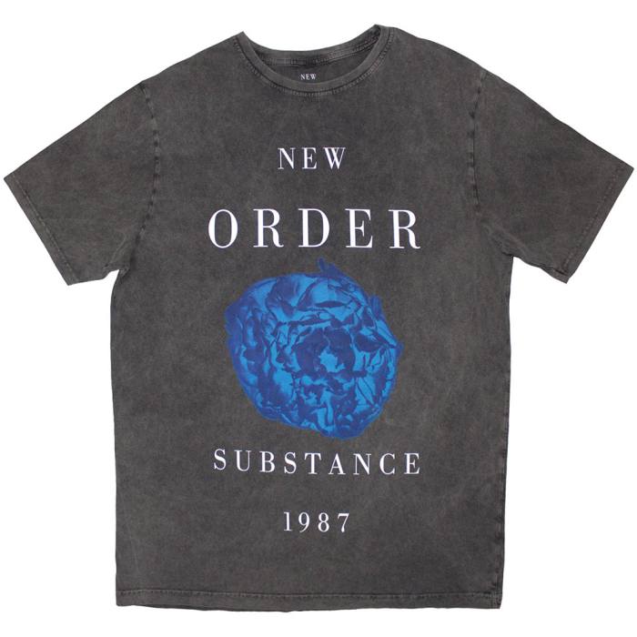 New Order Unisex Stone Wash T-Shirt Substance 1987 (Charcoal Grey) 207894