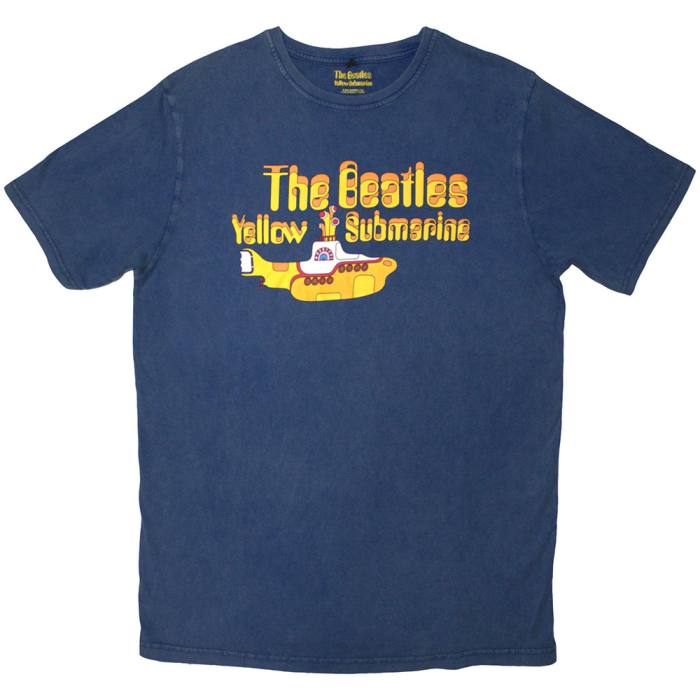 The Beatles Stone Wash T-Shirt: Logo & Sub (Denim Blue) 208022