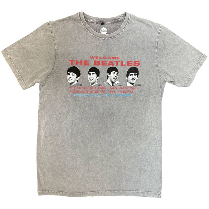 The Beatles Stone Wash T-Shirt: Candlestock Park Heads 220016