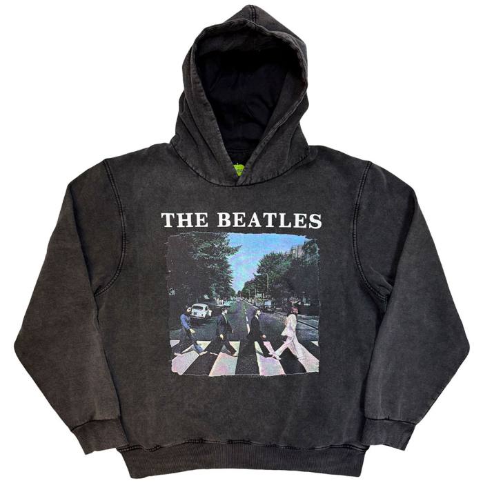 The Beatles Stone Wash Pullover Hoodie: Abbey Road & Logo 220022