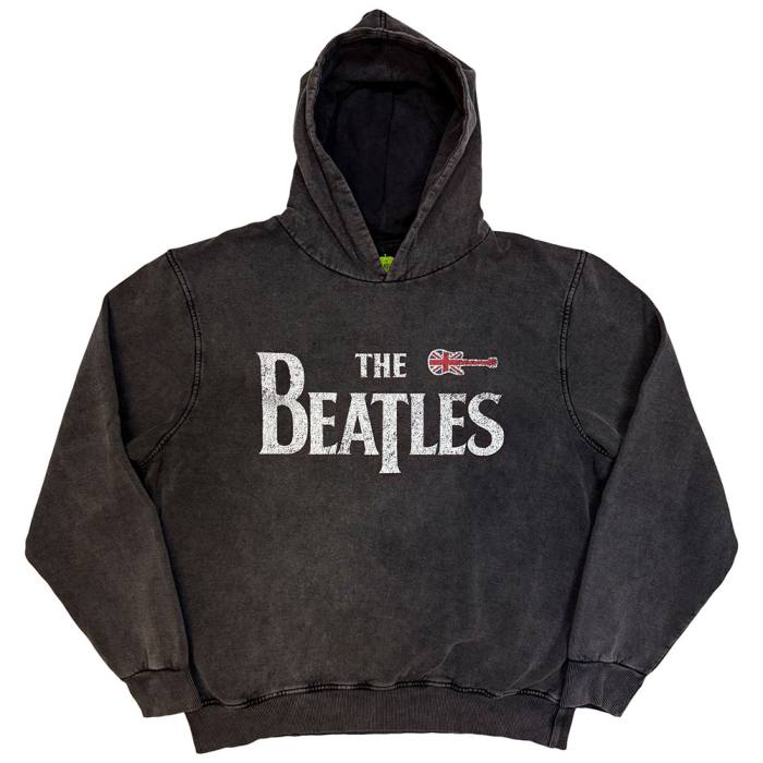 The Beatles Stone Wash Pullover Hoodie: Guitar & Drop T 220028