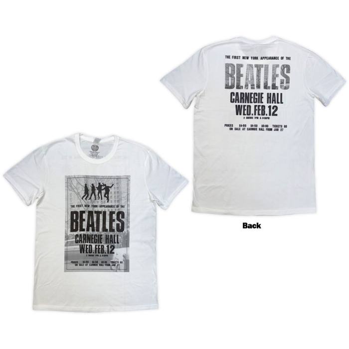 The Beatles Unisex T-Shirt: Tour '64 Carnegie Hall (bela, back print) 220120