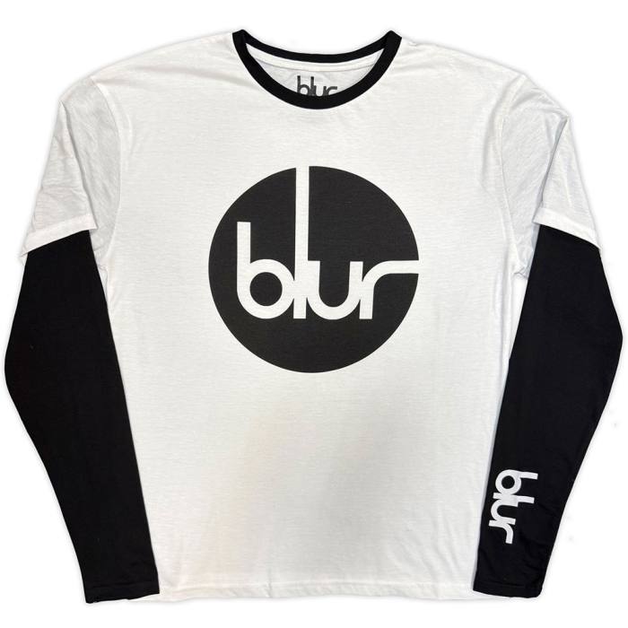Blur unisex layered long sleeve T-shirt Circle Logo črno-belo 220335
