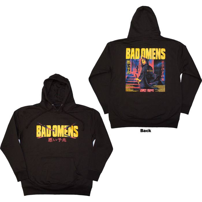 Bad Omens Unisex Pullover Hoodie: Samurai Woman (Black) (Back Print) 220354