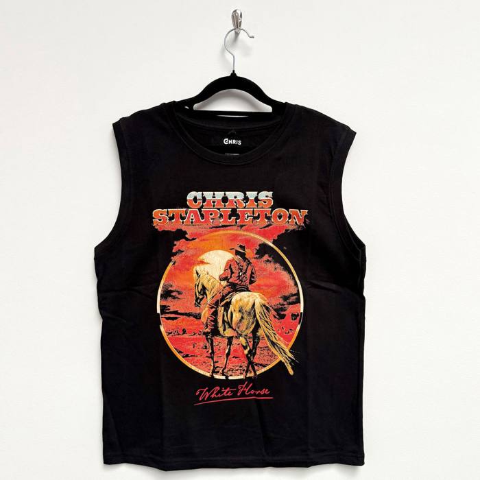 Chris Stapleton Unisex Tank T-Shirt: White Horse (Black) 220604