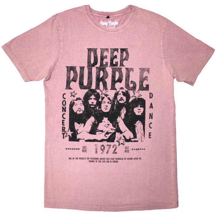 Deep Purple Unisex Stone Wash T-Shirt: 1972 Concert (Kashmir Red) 220851