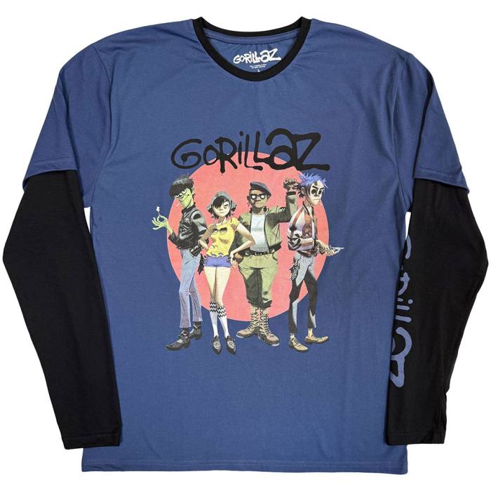 Gorillaz Unisex Layered Long Sleeve T-Shirt: Group Circle Rise 221110