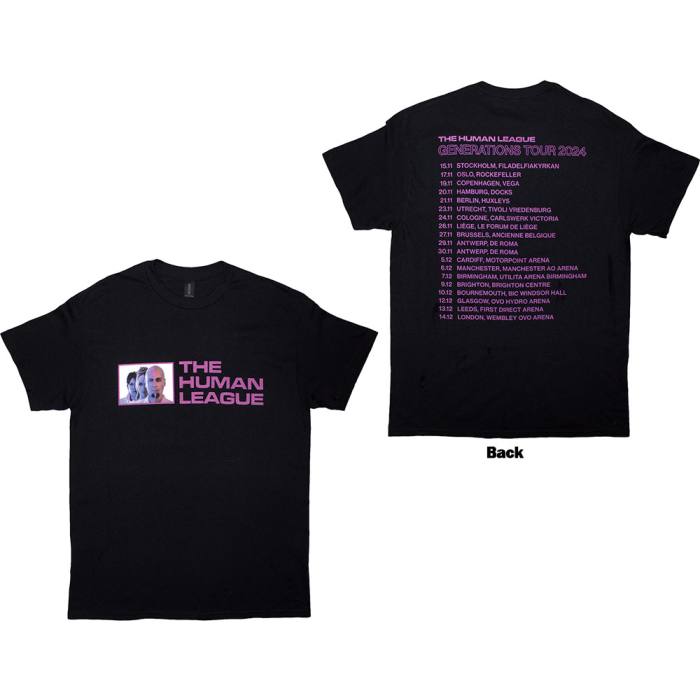 The Human League Unisex T-Shirt: Generations Tour '24 Photo (Black) (Back Print & Ex-Tour) 221151