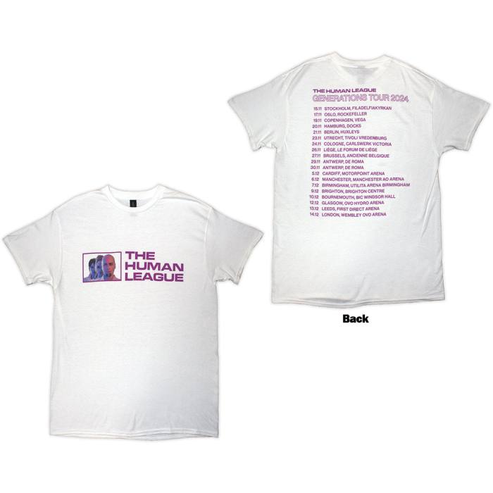The Human League Unisex T-Shirt: Generations Tour '24 Photo (White) (Back Print & Ex-Tour) 221157