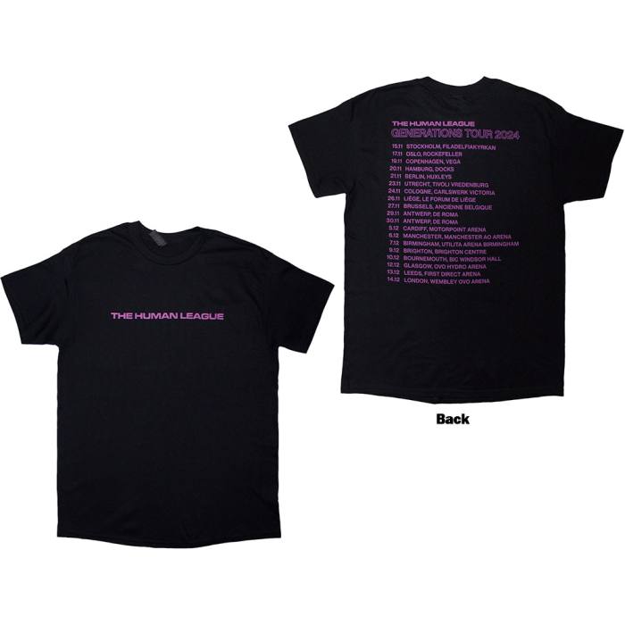 The Human League Unisex T-Shirt: Generations Tour '24 Text (Black) (Back Print & Ex-Tour) 221163