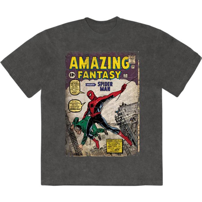 Marvel Comics unisex Stone Wash T-Shirt: Spider-Man Amazing Fantasy (ogljeno siva) 221845