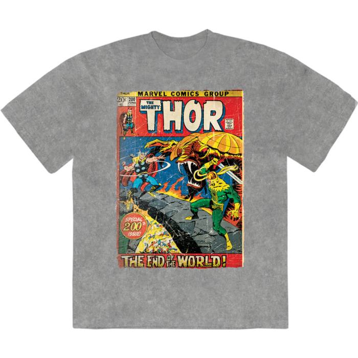 Marvel Comics unisex Stone Wash T-Shirt: Thor End Of The World (siva) 221851