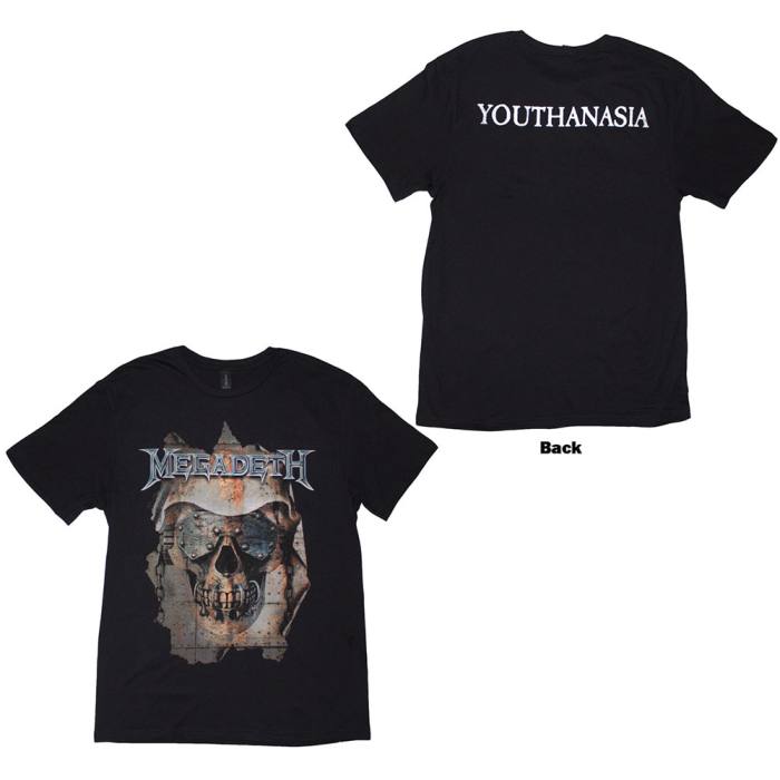 Megadeth Unisex T-Shirt: Youthanasia Ripped Thru (Črna) 221954