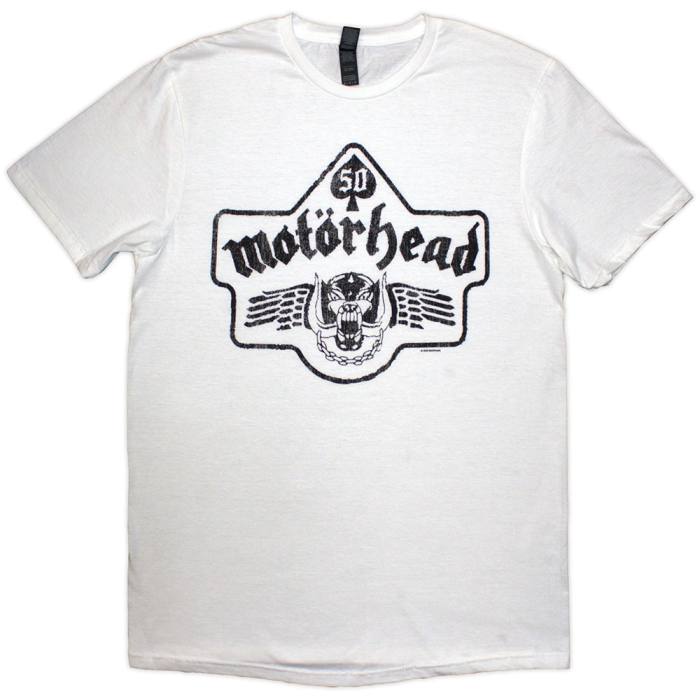 Motorhead Unisex T-Shirt: 50 Years Ace Wings Emblem (bela) 222057