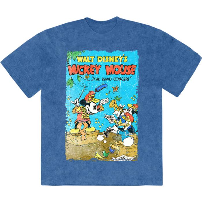 Disney Unisex Stone Wash T-Shirt Mickey The Band Concert (denim modra) 222207