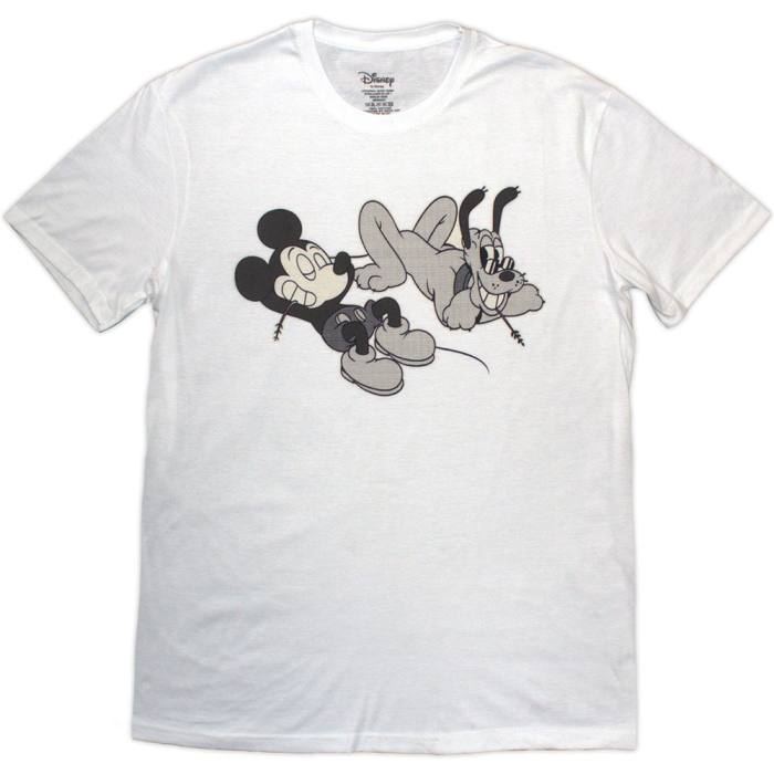 Disney Unisex T-Shirt: Mickey & Pluto Relax (bela) 222255