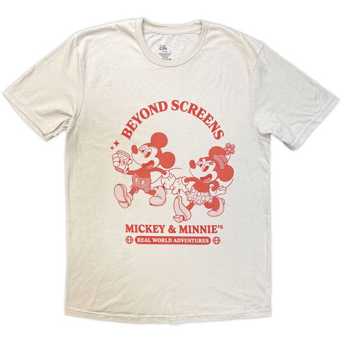 Disney Unisex T-Shirt: Mickey & Minnie Beyond Screens (Natural) 222273