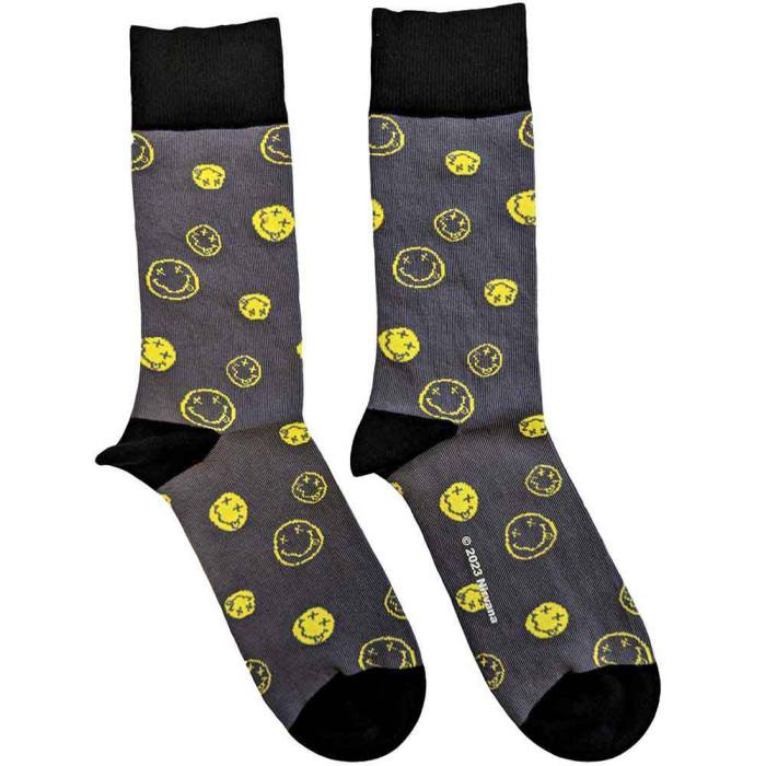 Nirvana Unisex Ankle Socks: Mixed Happy Faces (temno sive, UK 4–7) 222520