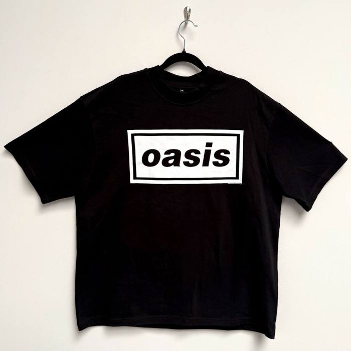 Oasis Unisex Oversized Boxy T-Shirt: Decca Logo (Black) 222576