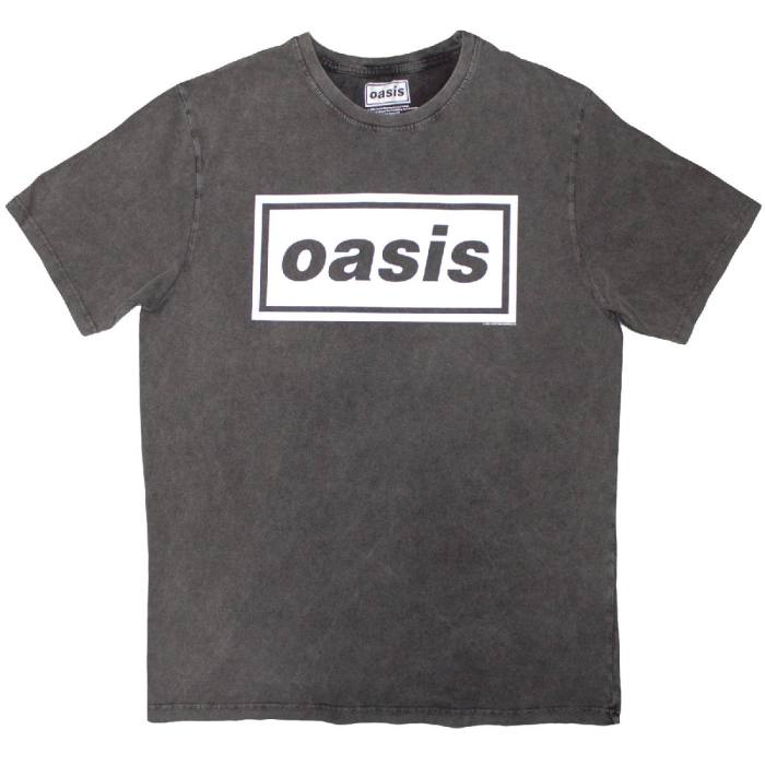 Oasis Unisex Stone Wash T-Shirt: Decca Logo (Charcoal Grey) 222584