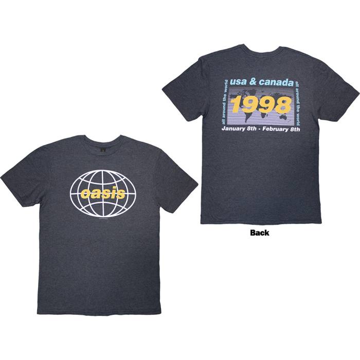 Oasis T-Shirt: 1998 World Tour - USA/Canada (Navy Blue) (Back Print) 222632