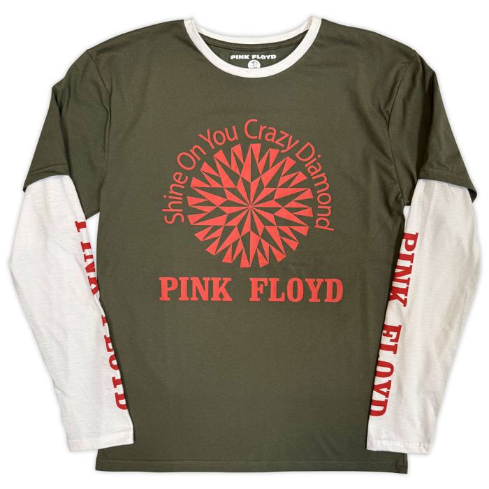 Pink Floyd Unisex Layered Long Sleeve T-Shirt: Shine On (Green & White) (Sleeve Print) 222772