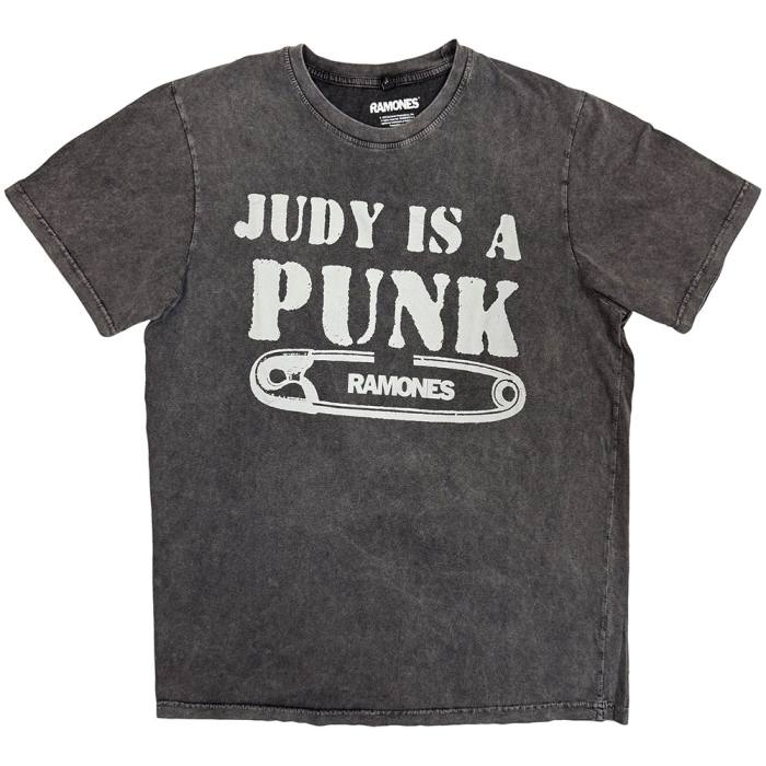 Ramones Unisex Stone Wash T-Shirt: Judy (Charcoal Grey) 223001
