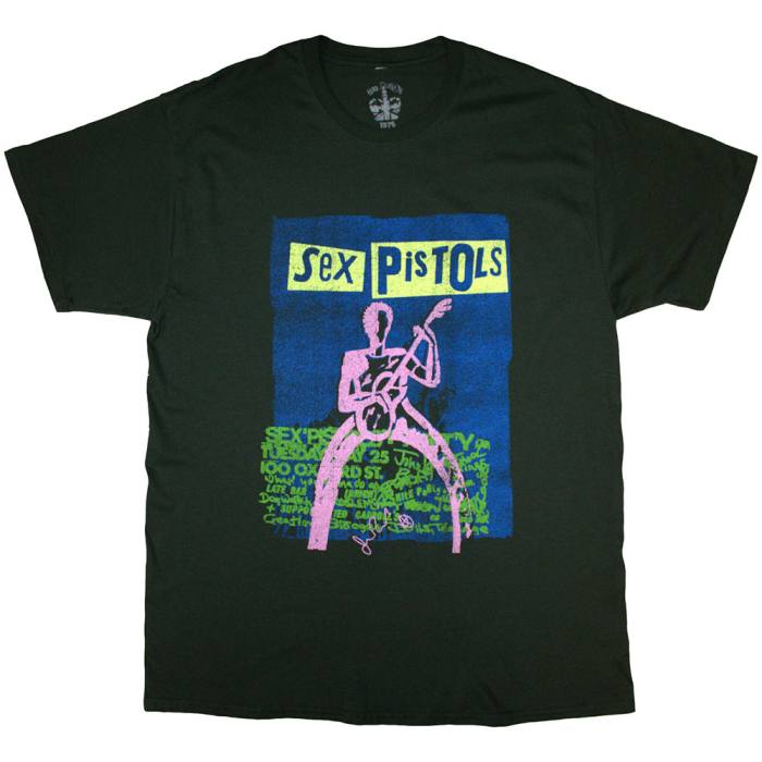 The Sex Pistols Unisex T-Shirt: Guitar Cartoon (zelen) 223555