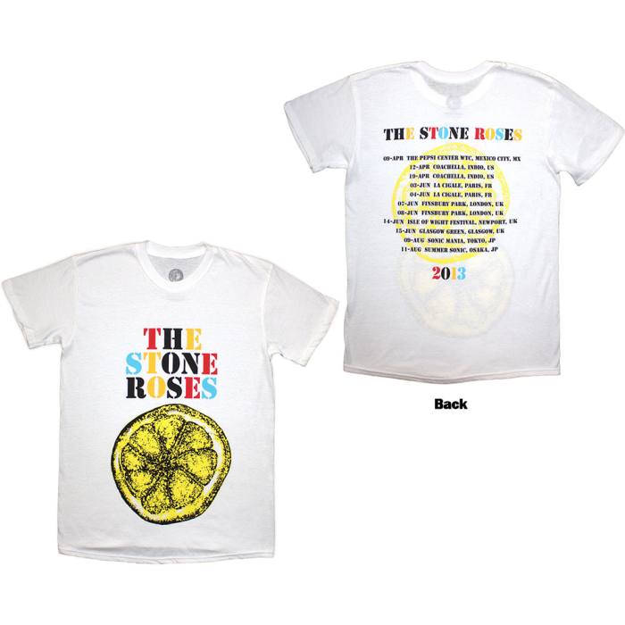 The Stone Roses Unisex T-Shirt: Tour 2013 (bela, potisk spredaj in zadaj) 223671