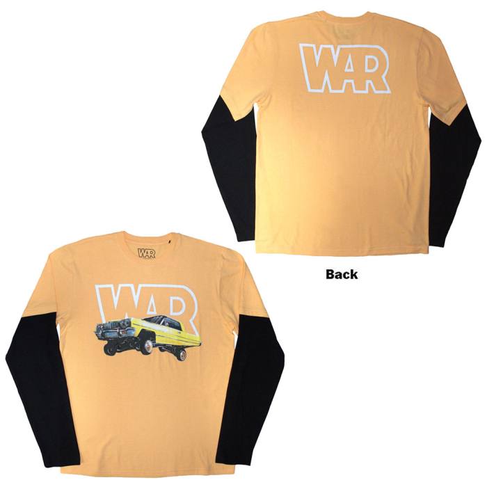 War Unisex Layered Long Sleeve T-Shirt Car (Sand & Black, Back Print) 224042