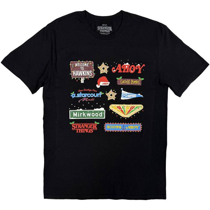 Stranger Things T-Shirt Deck Christmas Sign Black 248442