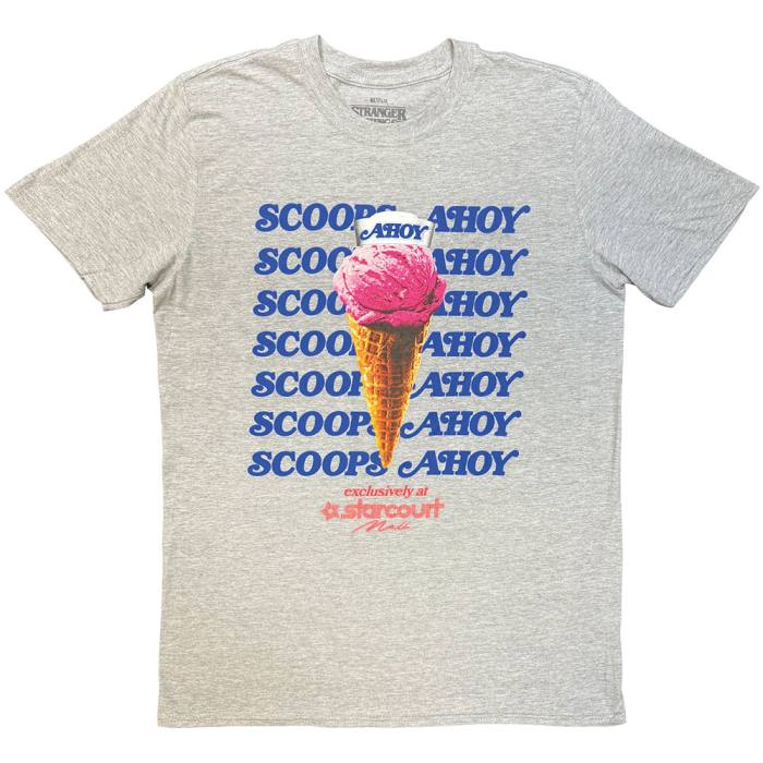 Stranger Things Unisex T-Shirt: Scoop Ahoy Ice Cream (Siva) 248514