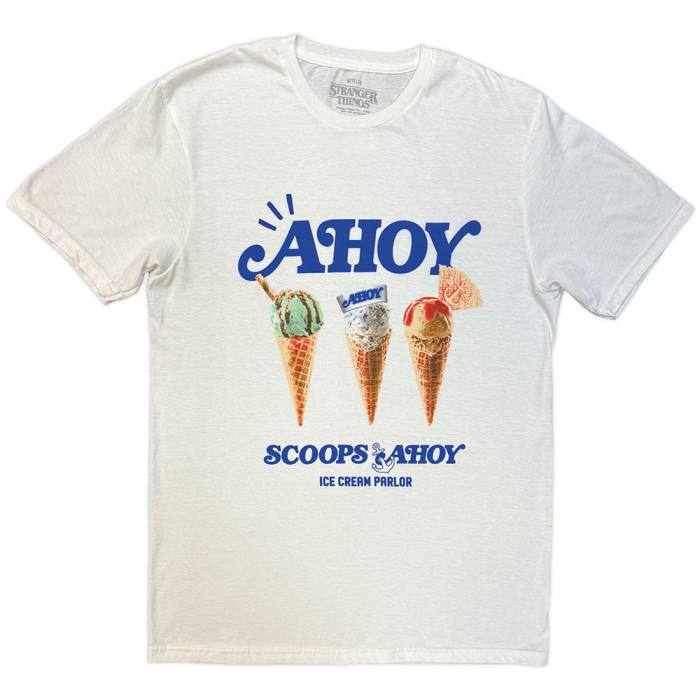 Stranger Things Unisex T-Shirt: Scoop Ahoy (bela) 248532