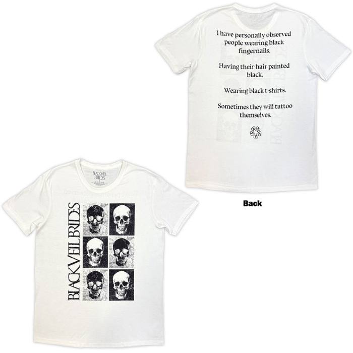 Black Veil Brides Unisex T-Shirt: Skulls (bel, back print) 248724