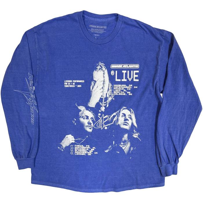 Chase Atlantic Unisex Long Sleeve T-Shirt: Live European Tour '25 (Blue) (Ex-Tour) 248760