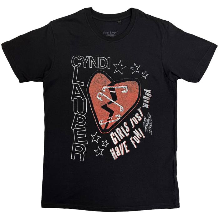 Cyndi Lauper Unisex T-Shirt: Heart (črna, front print) 248824