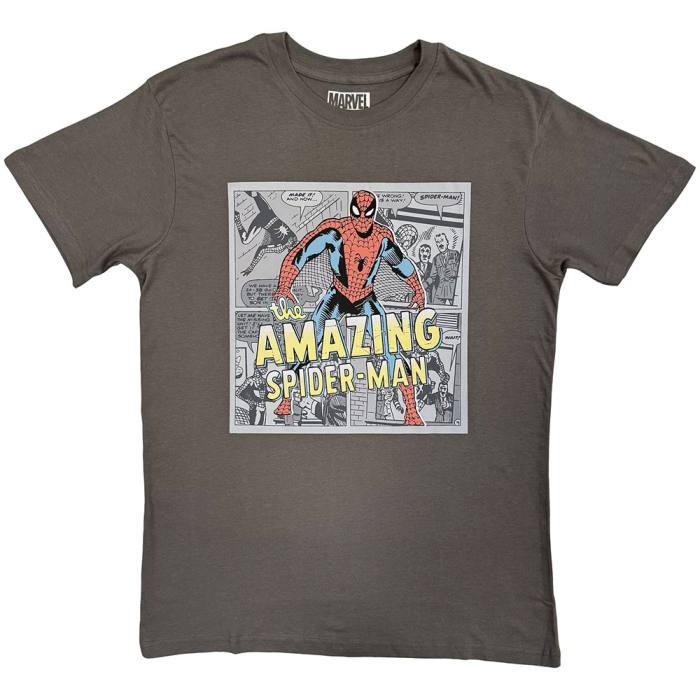 Marvel Comics Unisex T-Shirt Amazing Spider-Man Comic Background (ogljeno siva) 249321