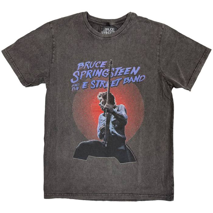 Bruce Springsteen Unisex Stone Wash T-Shirt: Live Photo (Sivo) 249792